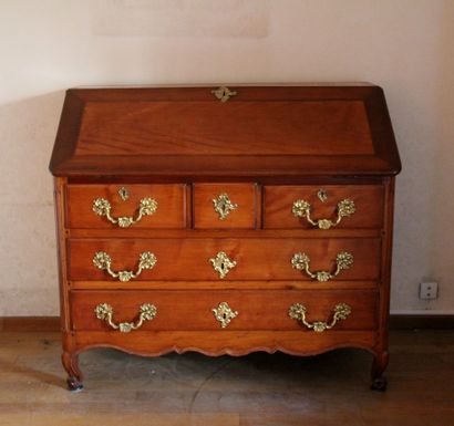 Commode-scriban en bois naturel, XVIIIème...