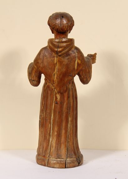 Jeune saint Franciscain en bois sculpté en...