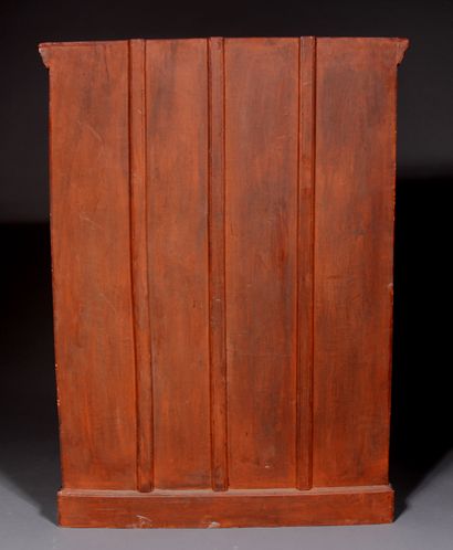 Meuble à hauteur d'appui en bois polychrome...