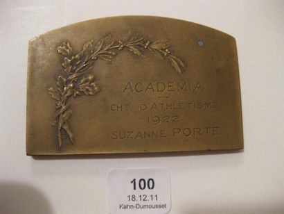 Plaquette en bronze «Academia» attribuée...