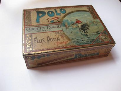 Boîte à gaufrettes POLO de Félix Potin. Décor...