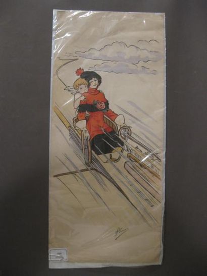 PLUM vers1900
Descente en luge Lithographie...