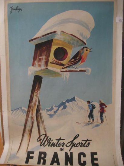 Winter Sports in France Affiche lithographiée...