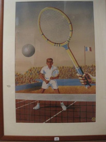 Partie de tennis Affiche lithographiée par...