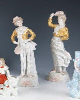 Couple de joueurs avec raquette, Allemagne...