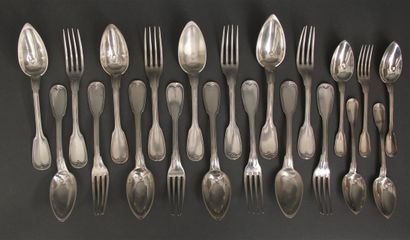 Lot de couverts en argent 950°/°° à filets...