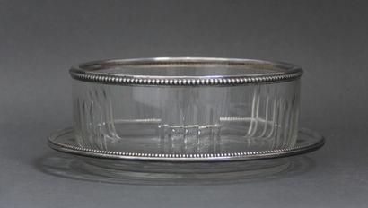 Bol et dessous de plat en verre taillé en...