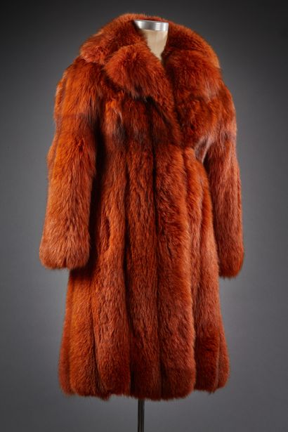 Manteau en Renard bleu lustré orange, travail...