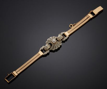Bracelet deux rangs souple en or jaune 750...