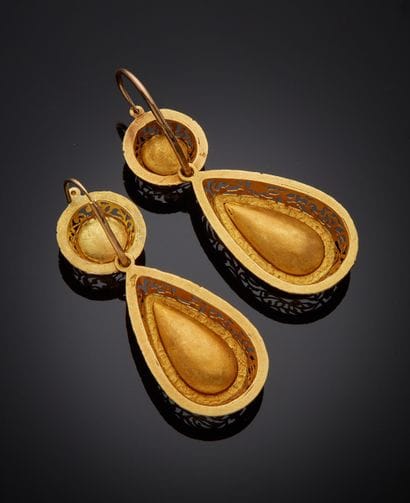 Paire de boucles d'oreilles en or jaune 750...
