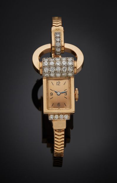 Montre bracelet de dame en or jaune 750 millièmes,...