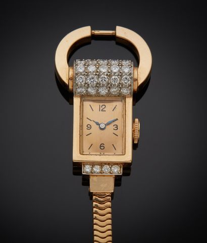 Montre bracelet de dame en or jaune 750 millièmes,...