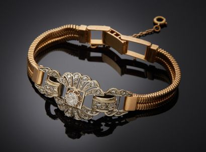 Bracelet deux rangs souple en or jaune 750...