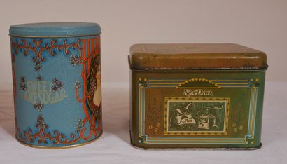 Lot de six boites publicitaires en tôle lithographiées...