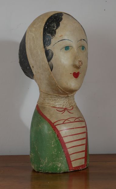 Marotte en carton boulli et peau à décor...