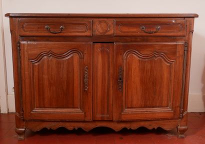 Buffet en bois naturel à deux vantaux et...