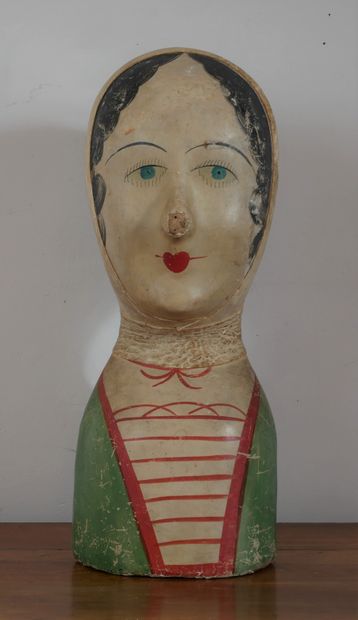 Marotte en carton boulli et peau à décor...