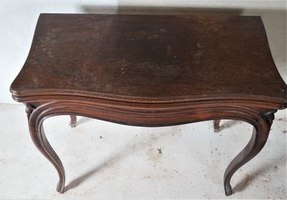 Table à jeux en placage d'acajou à plateau...