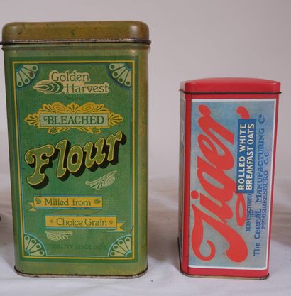 Lot de six boites publicitaires en tôle lithographiées...