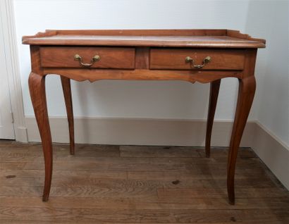 Table bureau en bois naturel ourant à deux...