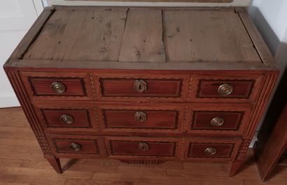 Commode en bois de placage marquetée de filets...