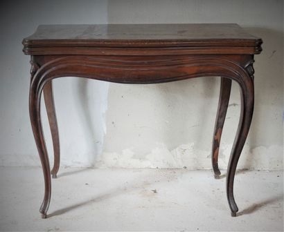 Table à jeux en placage d'acajou à plateau...