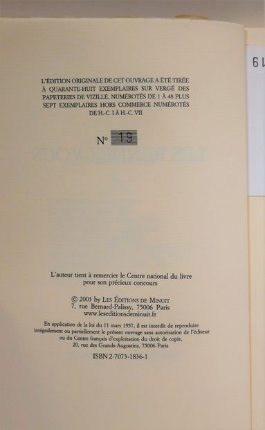 ÉDITIONS DE MINUIT.

YVES RAVEY. Pris au...