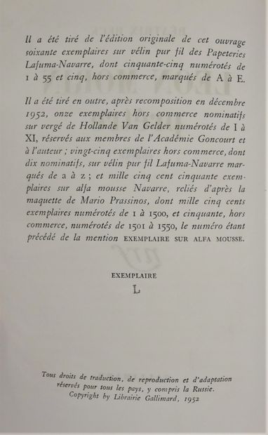 GALLIMARD. Blanche.

SIMONE DE BEAUVOIR....