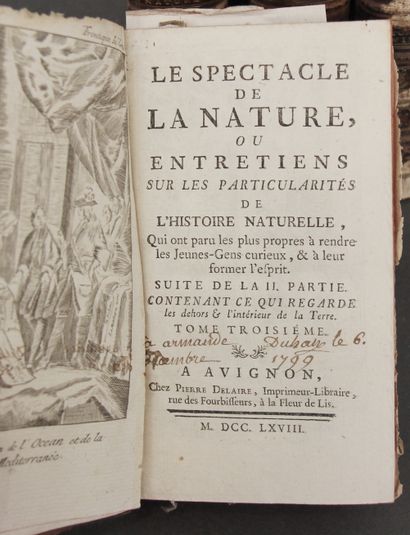 The spectacle of Nature, five volumes (III,...