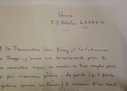 Jean DUBUFFET.

Autograph letter to Jean...