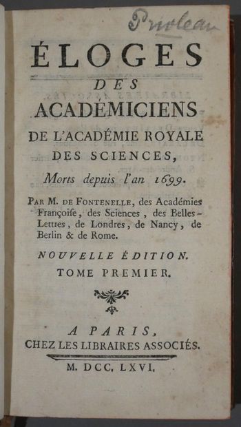 M. DE FONTENELLE. 

Éloges des académiciens...
