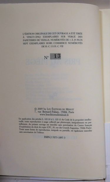ÉDITIONS DE MINUIT.

YVES RAVEY. Pris au...