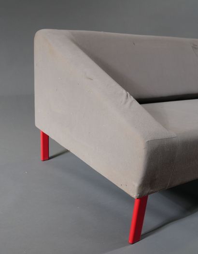 *Sofa and heater in fabrics with red lacquered...