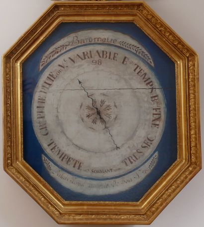 SORMANT

Octagonal barometer in carved wood,...
