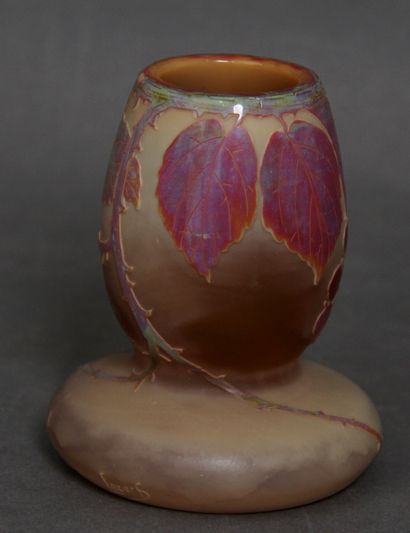 LECERF

Opaque glass ovoid vase with a wide...
