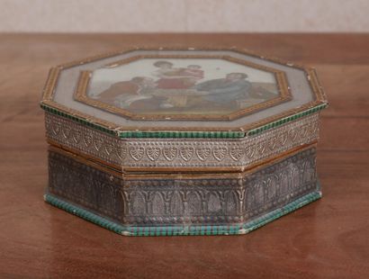 Octagonal cardboard box decorated with a...