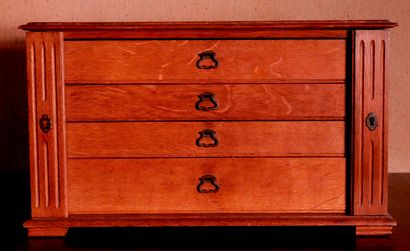 Natural wood silver chest with two handles...