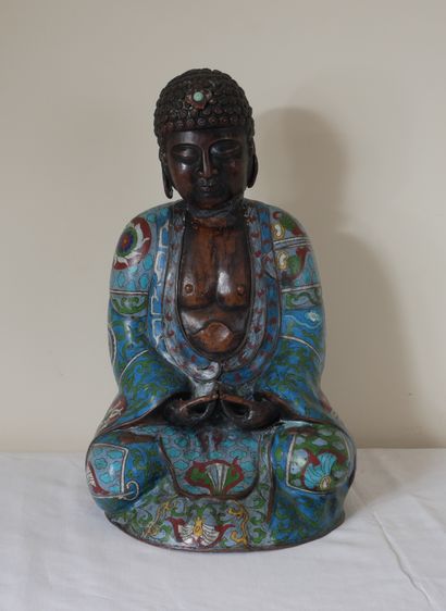 Seated Buddha in cloisonné metal, China

H...