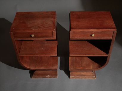 Pair of natural wood bedside tables with...