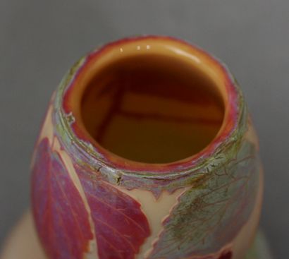 LECERF

Opaque glass ovoid vase with a wide...