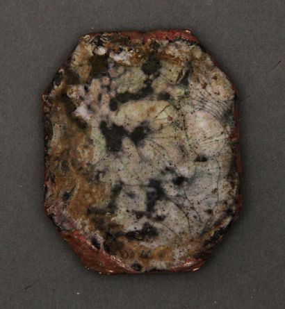 Rectangular metal plate with polychrome enamelled...
