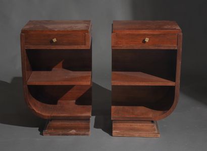 Pair of natural wood bedside tables with...