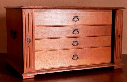 Natural wood silver chest with two handles...