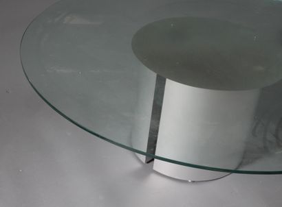 *Low table with round base in wood and brushed...