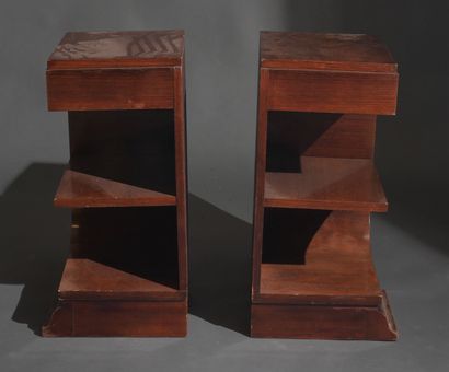 Pair of natural wood bedside tables with...