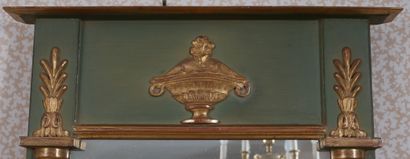 Trumeau in green lacquered wood with half-columns...