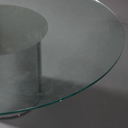 *Low table with round base in wood and brushed...