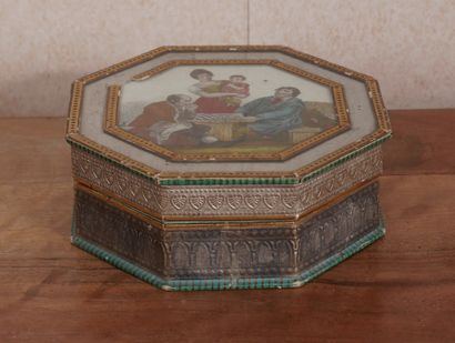 Octagonal cardboard box decorated with a...