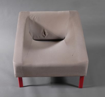 *Sofa and heater in fabrics with red lacquered...