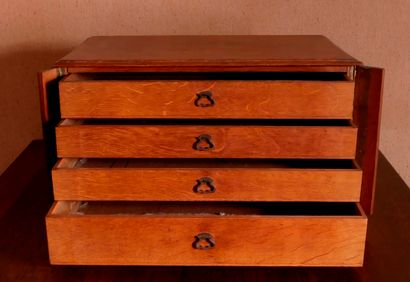 Natural wood silver chest with two handles...